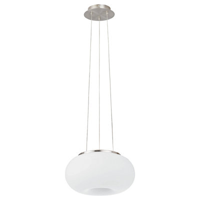 Elegant Satin Nickel Pendant Ceiling Light With Opal Matt Glass Shade from B&Q