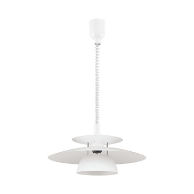 Elegant White Chrome Pendant Ceiling Light With Adjustable Height from B&Q