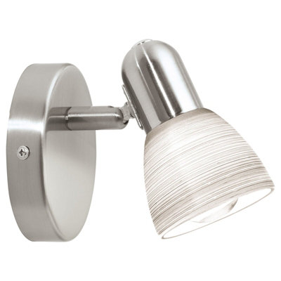 B&Q Satin Nickel Wall With Glass Shade For E14 Bulb Light/White