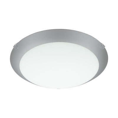  - Stylish Wall And Ceiling Light Fixture In White Steel With Satin Glass Shade