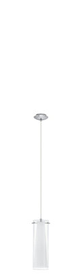 Stylish Chrome Pendant Ceiling Light With Opal Glass Shade from B&Q