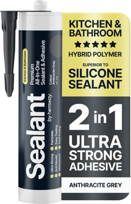 Hemway Hybrid Polymer Sealant & Adhesive Anthracite Grey Waterproof Anti Mould Shower Bath Kitchen Bathroom All-In-One1 Pack from B&Q