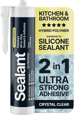 Hemway Hybrid Polymer Sealant & Adhesive Crystal Clear Waterproof Anti Mould Shower Bath Kitchen Bathroom All-In-One1 Pack from B&Q