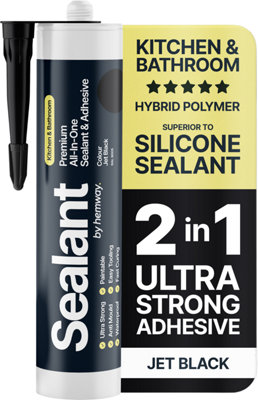 Hemway Hybrid Polymer Sealant & Adhesive Jet Black Waterproof Anti Mould Shower Bath Kitchen Bathroom All-In-One1 Pack from B&Q