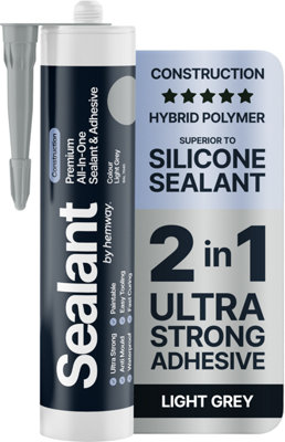 Hemway Hybrid Polymer Sealant & Adhesive Light Grey Waterproof Anti Mould Shower Bath Construction All-In-One1 Pack from B&Q