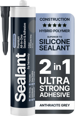 Hemway Hybrid Polymer Sealant & Adhesive Anthracite Grey Waterproof Anti Mould Shower Bath Construction All-In-One1 Pack from B&Q