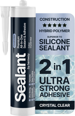 Hemway Hybrid Polymer Sealant & Adhesive Crystal Clear Waterproof Anti Mould Shower Bath Construction All-In-One1 Pack from B&Q