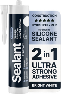 Hemway Hybrid Polymer Sealant & Adhesive Bright White Waterproof Anti Mould Shower Bath Construction All-In-One1 Pack from B&Q