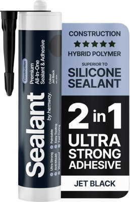 Hemway Hybrid Polymer Sealant & Adhesive Jet Black Waterproof Anti Mould Shower Bath Construction All-In-One1 Pack from B&Q