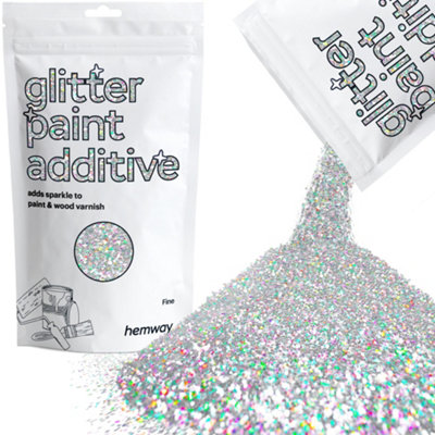 Hemway Glitter For Paint AdditiveSilver Holographic Fine Size Flakes 100G Interior Exterior Mix Into Emulsion Paint