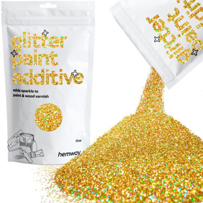 Hemway Glitter For Paint AdditiveGold Holographic Fine Size Flakes 100G Interior Exterior Mix Into Emulsion Paint
