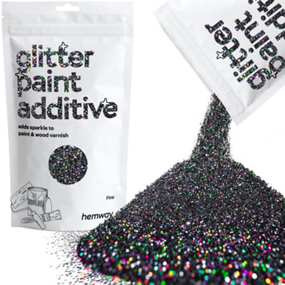 Hemway Glitter For Paint AdditiveBlack Holographic Fine Size Flakes 100G Interior Exterior Mix Into Emulsion Paint