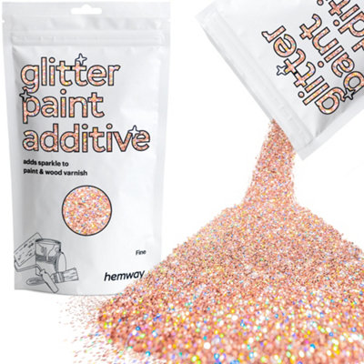 Hemway Glitter For Paint AdditiveRose Gold Holographic Fine Size Flakes 100G Interior Exterior Mix Into Emulsion Paint