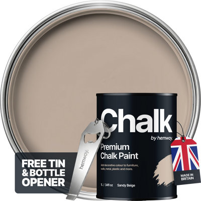 Hemway Chalk Paint Flat Matt Sandy Beige 1L Shabby ChicSmooth Chalky FinishInterior FurnitureWallsWoodQuick Dry from B&Q