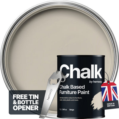 Hemway Chalk Based Furniture Paint Flat Matt Beige 1L Shabby ChicChalky FinishInteriorWallsWoodQuick Dry from B&Q