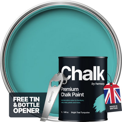 Hemway Chalk Paint Flat Matt Bright Teal Turquoise 1L Shabby ChicChalkyInterior FurnitureWallsWoodQuick Dry from B&Q