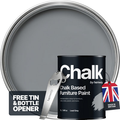 Hemway Chalk Based Furniture Paint Flat Matt Lead Grey 1L Shabby ChicChalky FinishInteriorWallsWoodQuick Dry from B&Q