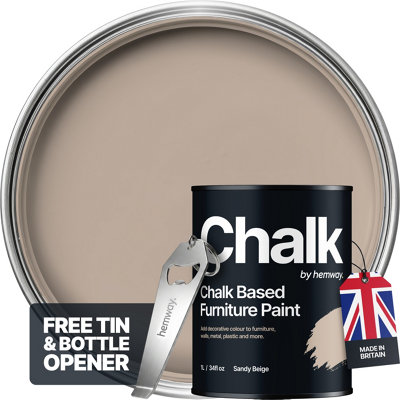 Hemway Chalk Based Furniture Paint Flat Matt Sandy Beige 1L Shabby ChicChalky FinishInteriorWallsWoodQuick Dry from B&Q