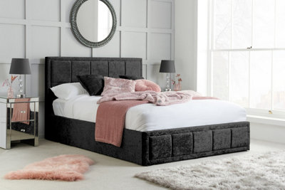 Birlea Hannover King Ottoman Bed Black Crushed Velvet from B&Q