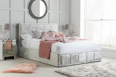 Birlea Hannover King Ottoman Bed Steel Crushed Velvet from B&Q