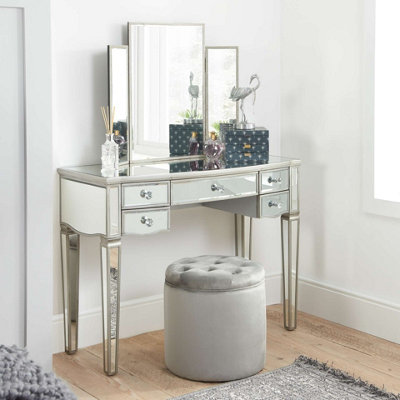 Birlea Silver Elysee 5 Drawer Dressing Table Mirrored In - Image 6