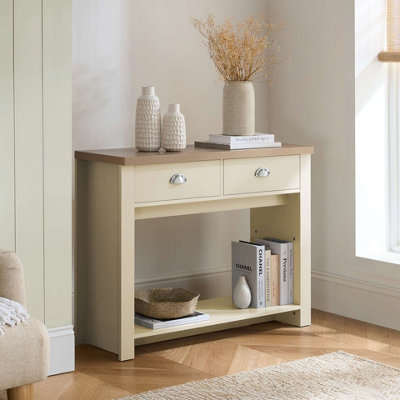 B&Q -  Highgate 2 Drawer Console Table Cream & Oak