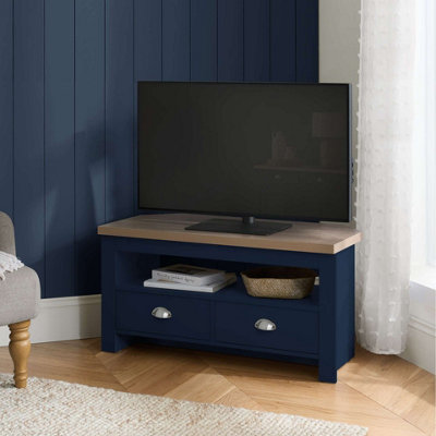 Birlea Highgate Corner Tv Unit Navy & Oak Blue
