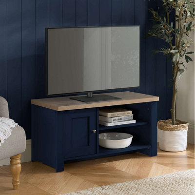B&Q -  Highgate Small Tv Unit Navy Blue & Oak
