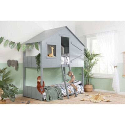 Birlea Solid Pine Bunk Beds Grey Safari 3Ft Single Bed Wood Frame - Image 6