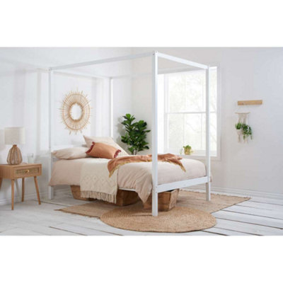 Birlea Four Poster Bed Double Mercia White 4Ft6 Solid Pine Frame Canopy - Image 8