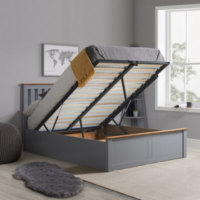 B&Q -  Phoenix King Ottoman Bed Stone Grey