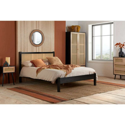 B&Q -  Croxley King Rattan Bed Black