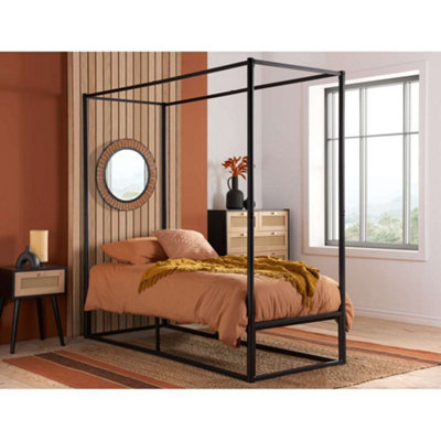 Birlea Black Four Poster Bed Frame Metal 4 Poster Canopy Farringdon | Size: Single - Image 8