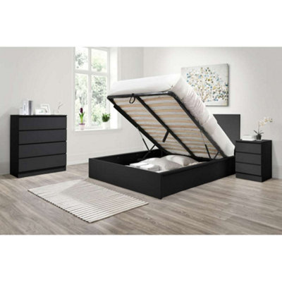 Birlea Oslo King Ottoman Bed Black from B&Q