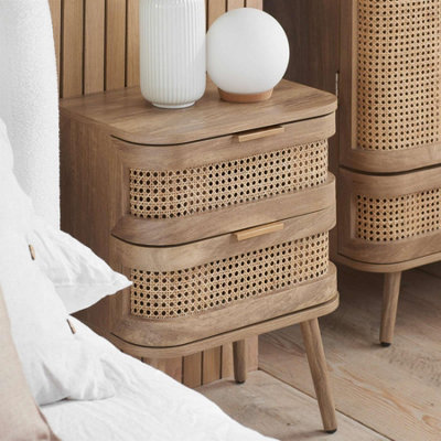 Birlea Noah 2 Door Rattan Effect Bedside Table - Image 14