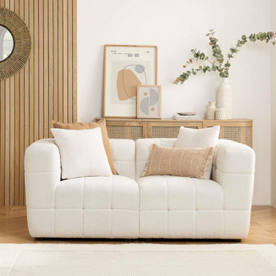 Birlea 2 Seater Sofa Settee Boucle Teddy Fabric Cloud White