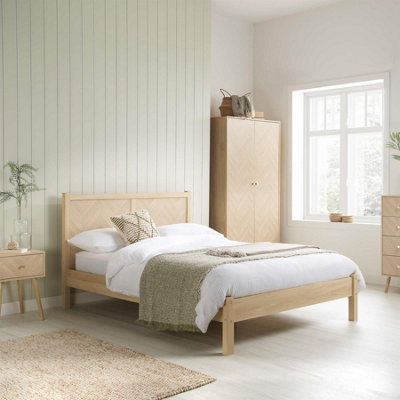 B&Q - King Bed Frame Oak Brown Wooden  Herringford 5Ft 150Cm