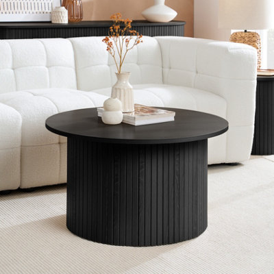 Birlea Black Round Fluted Coffee Table Axel