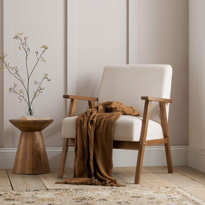 Birlea Ellwood Fabric Accent Armchair Cream Dark Oak Wood from B&Q