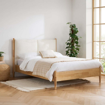 Boldair Birlea Marley Cream Fabric And Oak Wood Bed Frame Double from B&Q