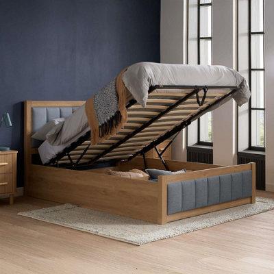 Belmont Grey And Oak Wooden King Ottoman Bed Frame Birlea from B&Q