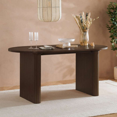 Birlea Axel Oval Fluted Dining Table Walnut from B&Q