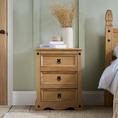 Birlea Corona Large 3 Drawer Bedside Cabinet Bedside Mexican Chest