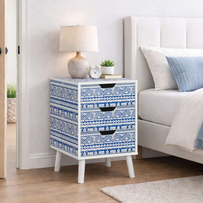 Birlea Santorini 3 Drawer Bedside Cabinet Chest Table Shabby Chic Blue from B&Q