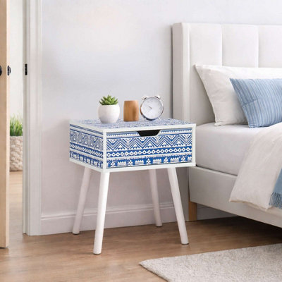 Birlea Santorini 1 Drawer Bedside Cabinet Chest Table Shabby Chic Blue from B&Q