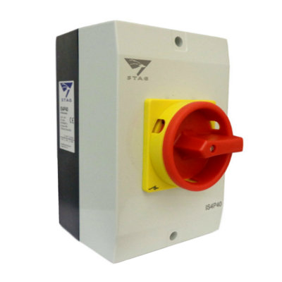 Stag Is4P40 Enclosed Rotary Isolator Switch Ip65 4 Pole40 Amp from B&Q