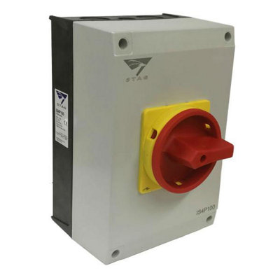 Stag Is4P100 Enclosed Rotary Isolator Switch Ip65 4 Pole100 Amp from B&Q