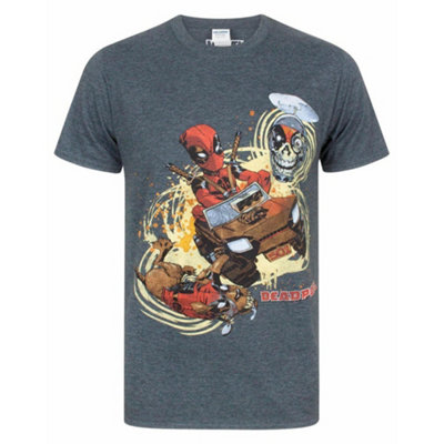 Vanilla Underground Marvel Mens Grey Deadpool Short Sleeved T-Shirt (Medium) from B&Q