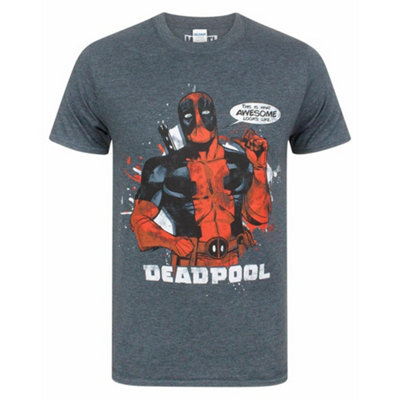 Vanilla Underground Marvel Mens Grey Deadpool Short Sleeved T-Shirt (Small) from B&Q