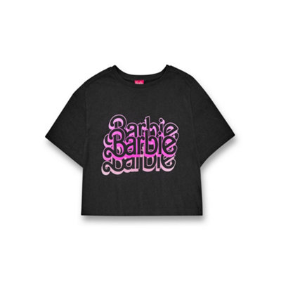 Vanilla Underground Barbie Womens Grey Triple Logo Cropped Short Sleeved T-Shirt (Xxx-Large) from B&Q